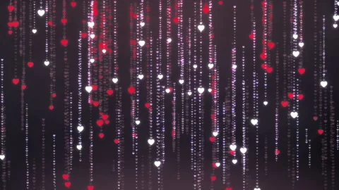 Matrix style Hearts abstract lights background Valentine's Day LOOP HD 1080 Stock Footage 146344676