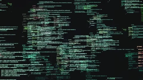 Matrix Style Source Code Animation Cyber Data Stream On Black Background Vidéo 334563025