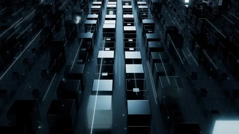 A matrix of technological blocks moving back and forth in a background loop play Video stock 335630328