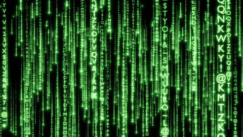 Matrix text rain alphabet aa Видео 300153127