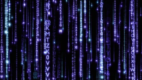 Matrix text rain alphabet ab Stock Footage 300154354