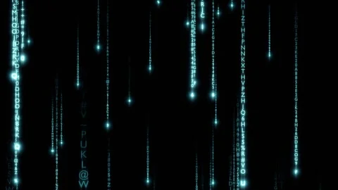 Matrix text rain alphabet b Stock Footage 300157052