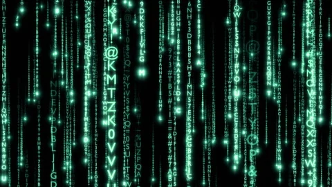 Matrix text rain alphabet a Stock Footage 300151899