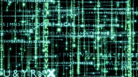 Matrix text rain alphcdet c Stock Footage 303049633