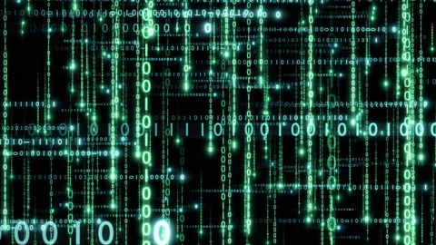 Matrix text rain binary c Video stock 303064419