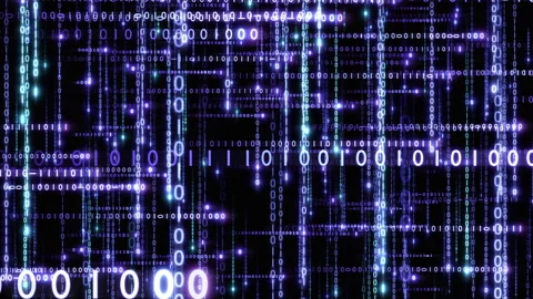 Matrix text rain binary cd Video stock 303077505