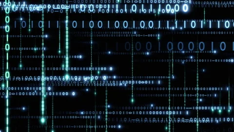 Matrix text rain binary d loop Stock Footage 303081462