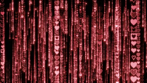 Matrix text rain heart aa Stock Footage 300227924