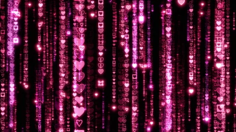 Matrix text rain heart ab Stock Footage 300229029