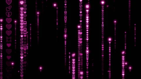 Matrix text rain up heart b loop Stock Footage 302022667