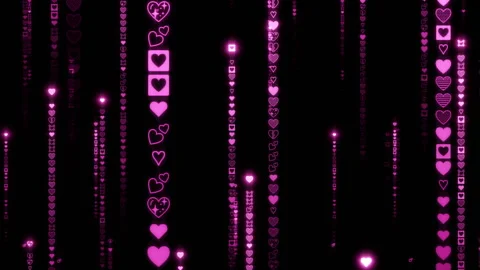 Matrix text rain up heart b Stock Footage 302024745