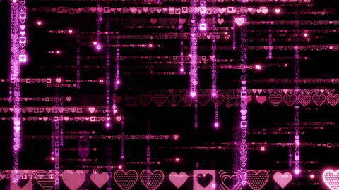 Matrix text rain heart d Stock Footage 303112633