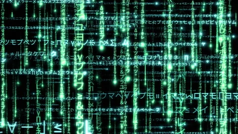 Matrix text rain Japanese c Stock Footage 303310862