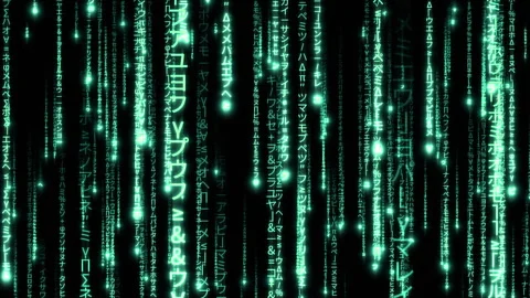 Matrix text rain Japanese a Stock Footage 300233009