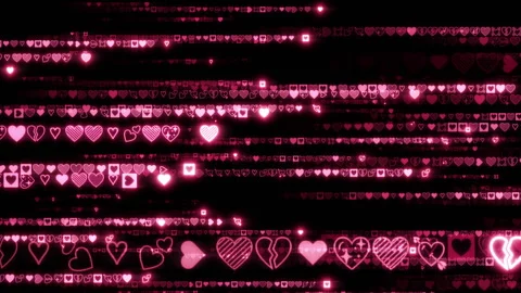 Matrix text rain side heart a loop Video stock 301945331