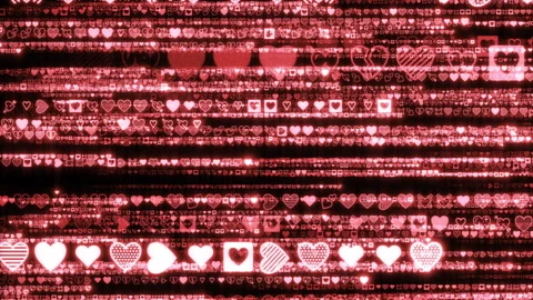 Matrix text rain side heart aa Video stock 301947588