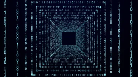 Matrix Tunnel With Digits Programming Code, Abstract Cyberspace Binary Code Vídeo Stock 343343883