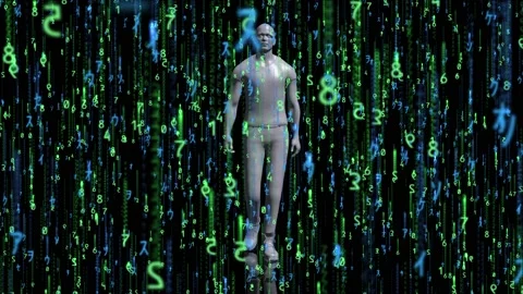 Matrix Walk Grenn Blue BG Stock-Footage 167018643