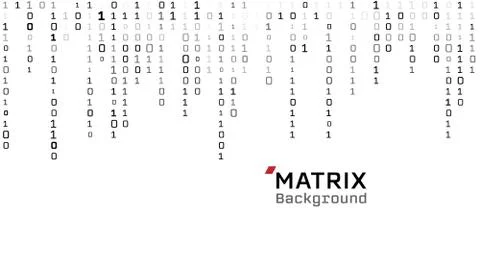 Matrix White Background Vector. Binary Digital Numberl 1 And 0. Data Technolo Stock Illustration