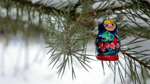 Matryoshka on a branch Stock Footage 35318918