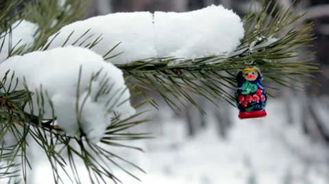 Matryoshka on a branch Stock Footage 35318999
