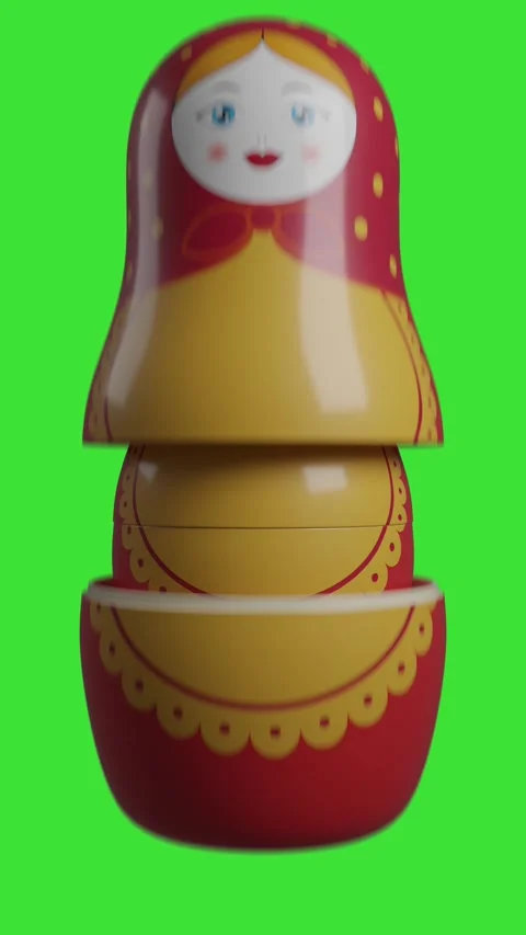 Matryoshka doll opening on a green background. Looped video. Stock Footage 330139976