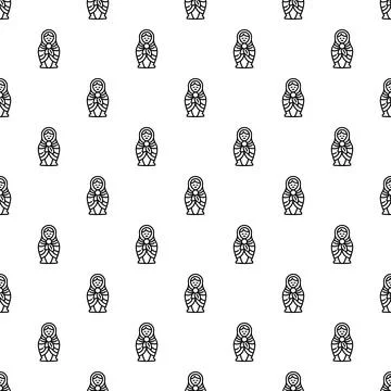 Matryoshka doll repeating pattern, russian traditional toy Stock Illustration