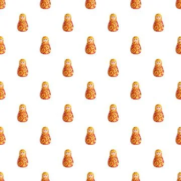 Matryoshka doll seamless pattern featuring russian folk art Stock Illustration
