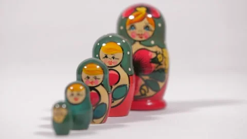 Matryoshka dolls on white background 4k Stock Footage 143127341