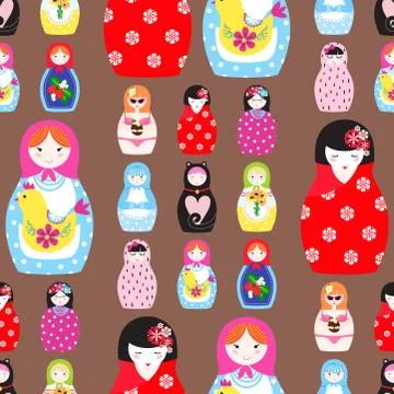 Matryoshka vector traditional russian nesting doll toy with handmade ornament Stockillustratie