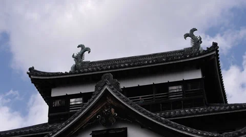Matsue Castle and Clouds Time Lapse Stock Footage 32455031
