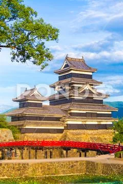 Matsumoto Castle Keep Close Telephoto Bridge Stock Photos