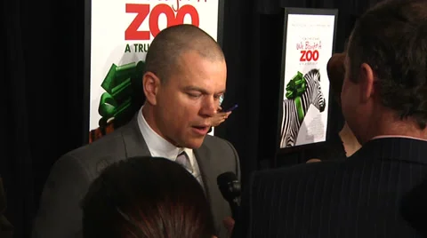 Matt Damon gives an interview on the red carpet (BoughtZoo-37) Stock Footage 36070083