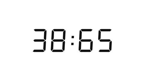 Matte Black Digital Countdown Timer Starting at 45:00 (45 seconds) on White bg Video stock 276291552