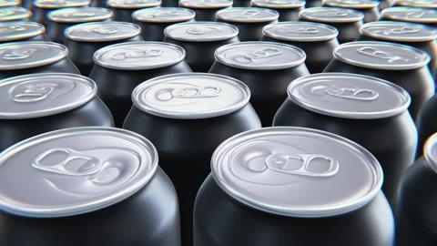 Matte black drink cans looping 3D animation Stock Footage 155209659