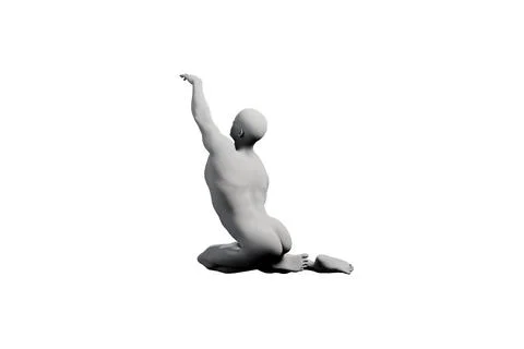 Matte black studio figure model reaching contemplative Stock Illustration