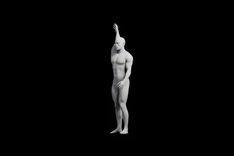 Matte black studio figure model reaching confidently Stock Illustration