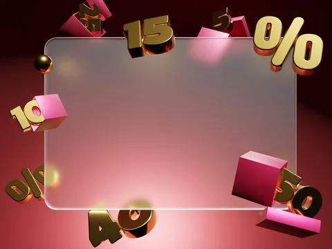 Matte card design with discount boxes around the red color. 3d render templat Stock Illustration