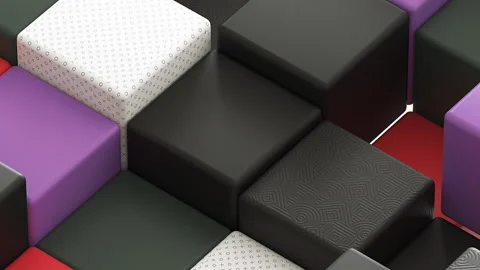 Matte colored geometric shapes close-up, animation background. Stock Footage 143580840