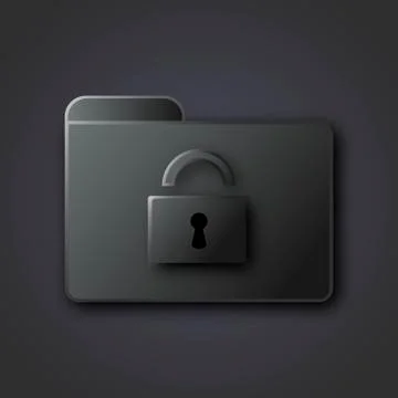 Matte folder icon with a lock on a gray background Illustrazione stock