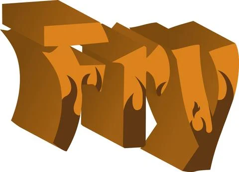 Matte letters on fire in orange-brown tones Stock Illustration