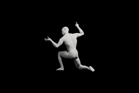 Matte mannequin dancing in black studio Stock Illustration
