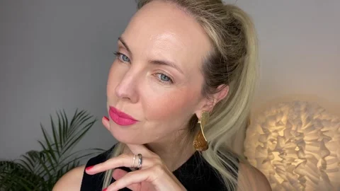 Matte Pink Lipstick Application Stock Footage 314082423