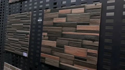 Matte Stone Texture Wall Tiles Used for Wall Cladding Stock Footage 236591740