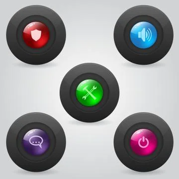 Matte web buttons with shiny inner spheres Stock Illustration