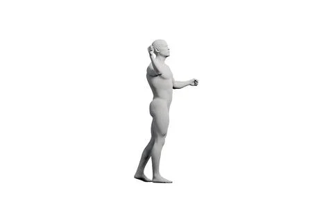 Matte white studio figure model reaching contemplative Stock Illustration