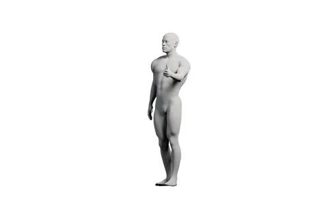 Matte white studio figure model in right front three-quarter view Stock Illustration
