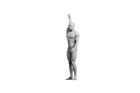 Matte white studio figure model reaching confidently Stock Illustration