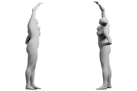 Matte white studio figure model reaching pose Illustrazione stock