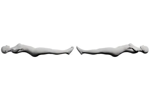 Matte white studio figure model stretched out side-by-side Stockillustratie